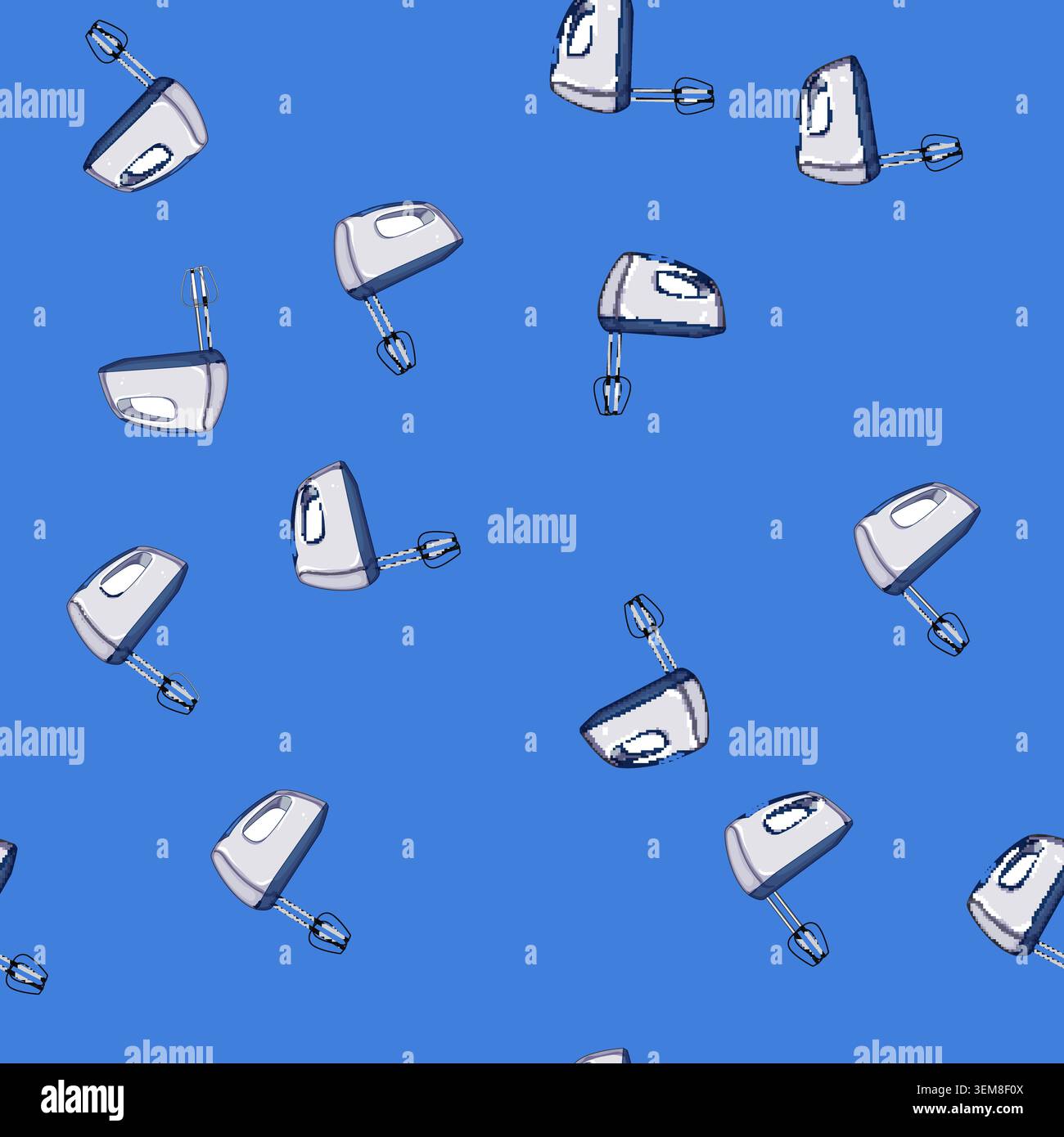 seamless pattern egg hand mixer cartoon vector Stock Vector