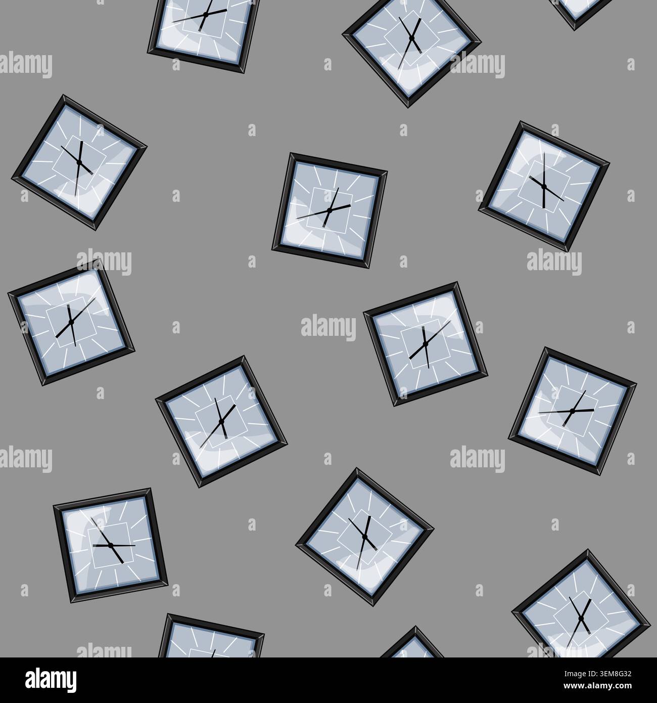 seamless pattern hour wall clock cartoon vector Stock Vector