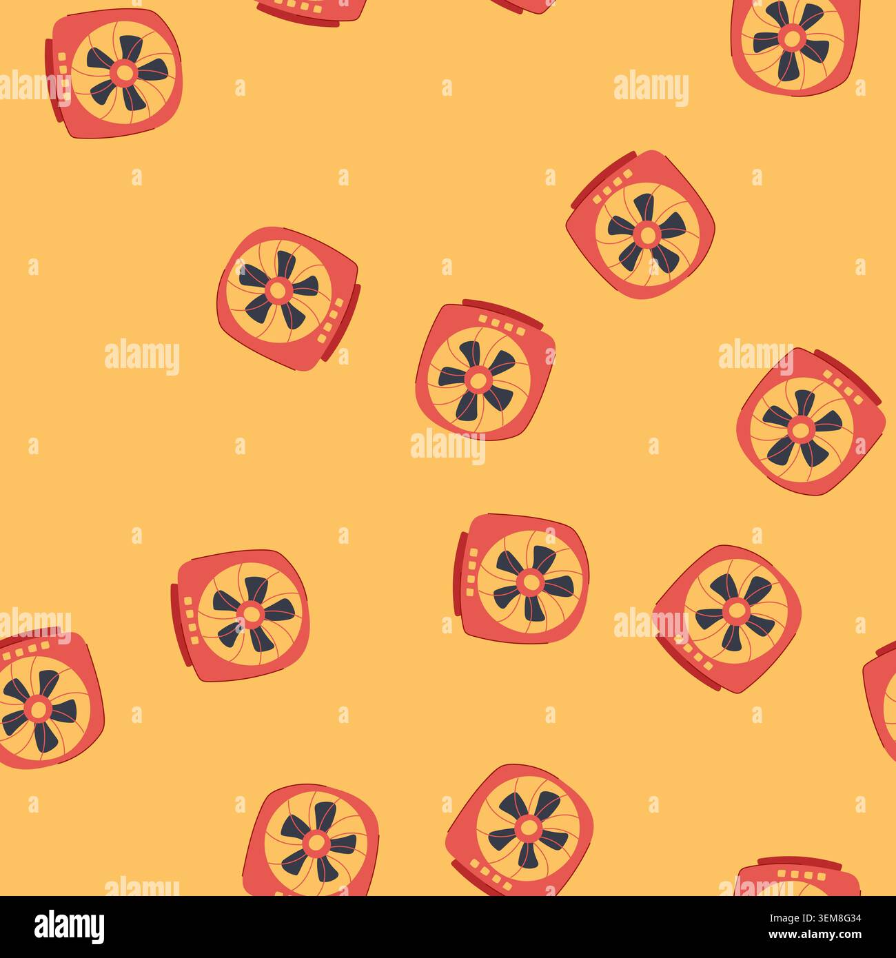seamless pattern office desk fan cartoon vector Stock Vector
