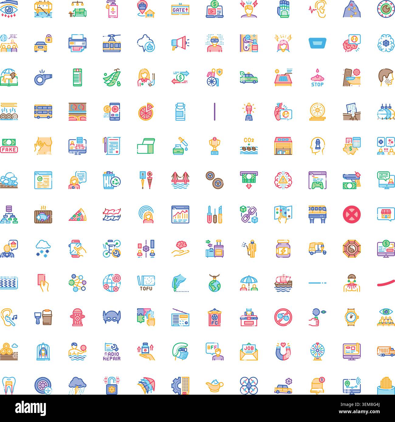 Diverse linear icon set illustrating modern concepts Stock Vector