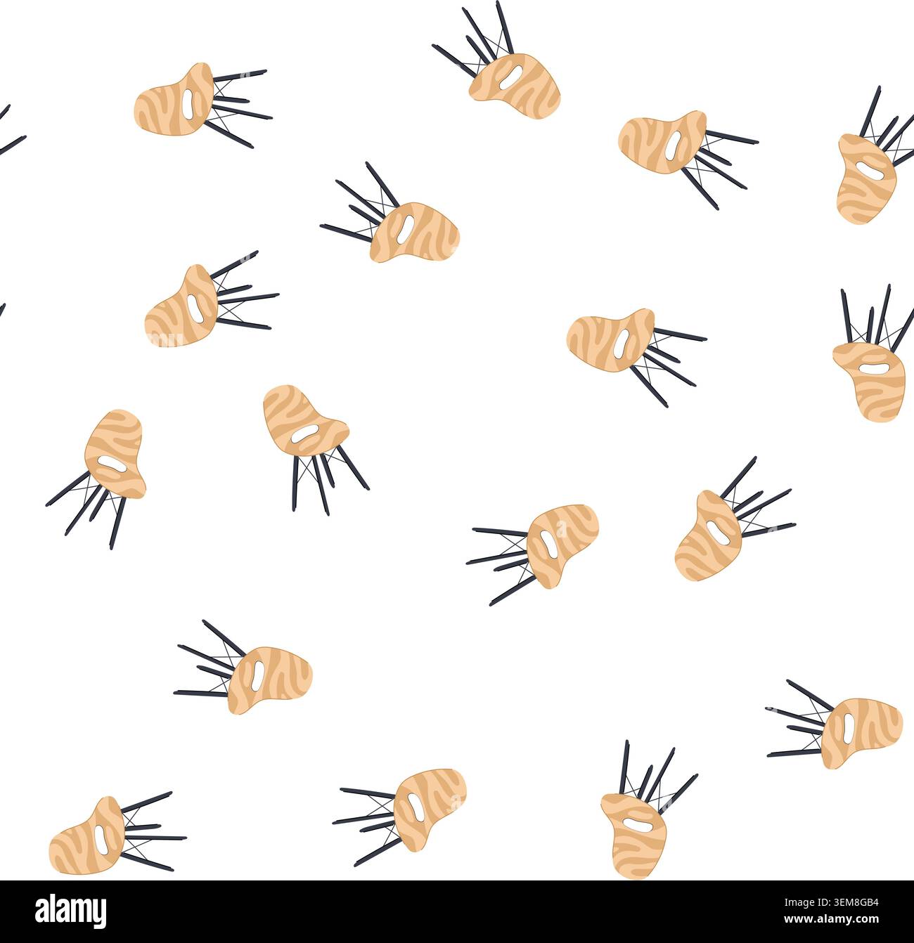 pattern object wooden chair cartoon vector Stock Vector