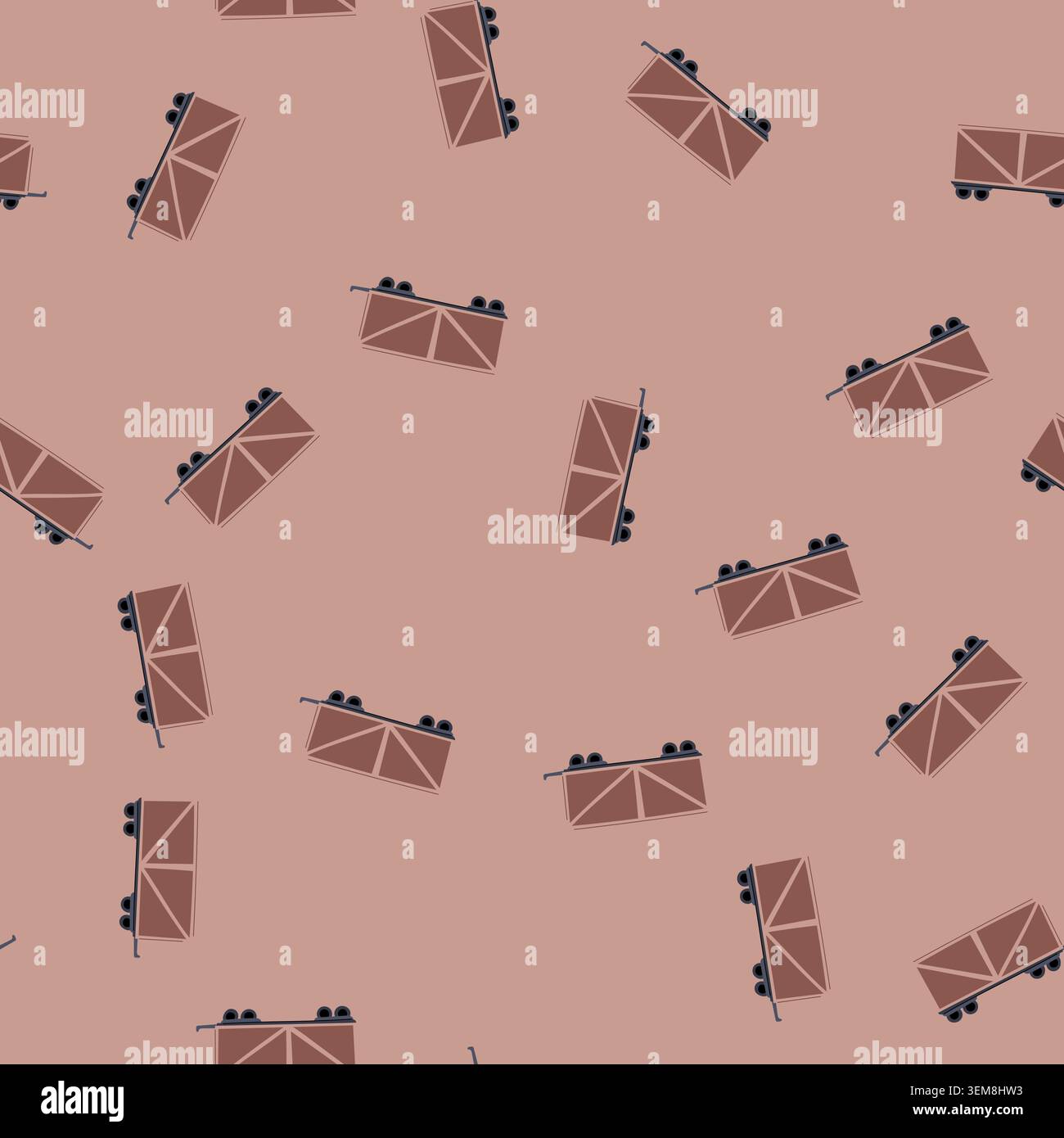 seamless pattern freight train wagon transporting cargo Stock Vector