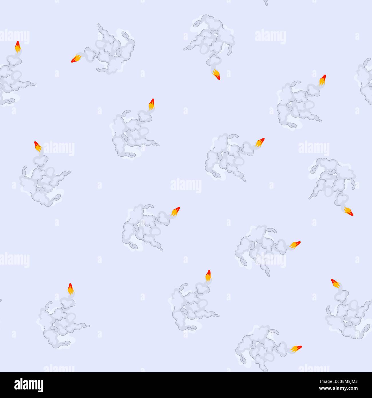 seamless pattern exhaust rocket smoke trail cartoon vector Stock Vector
