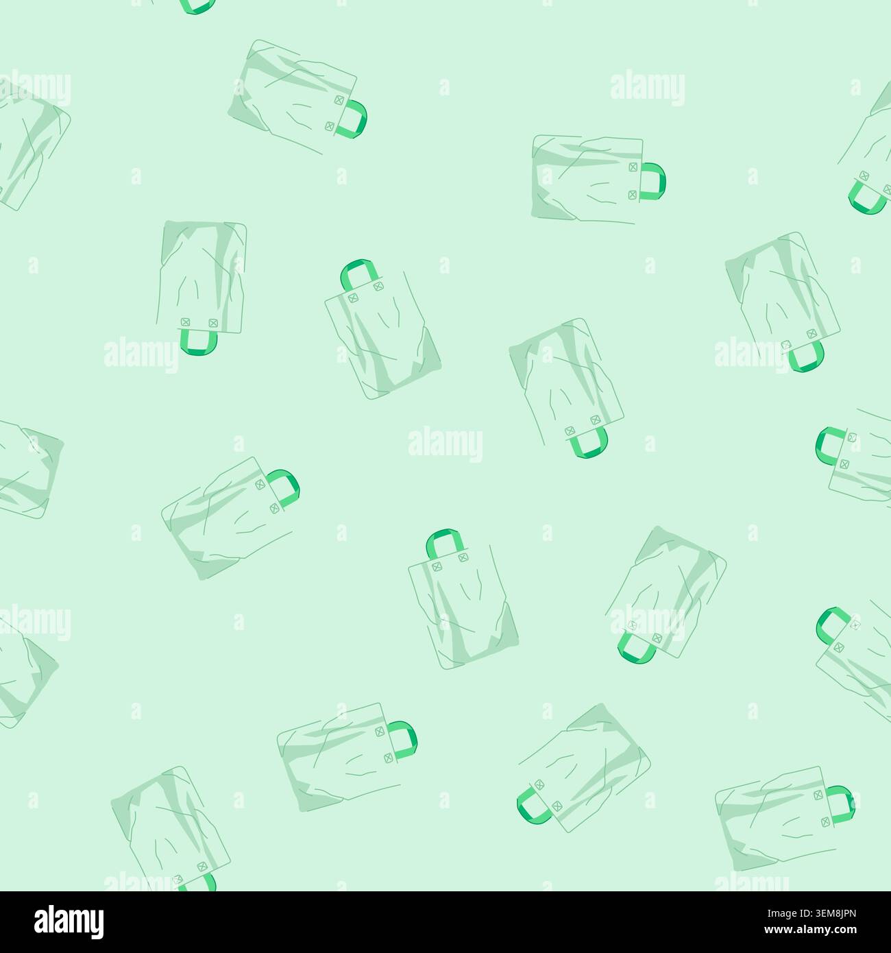 seamless pattern sustainable plastic shopping bag cartoon vector Stock Vector
