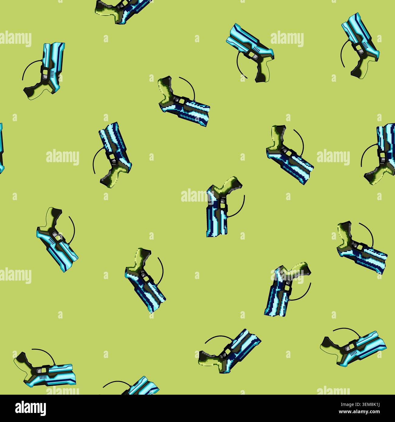 seamless pattern Laser tag gun toy playing fun game Stock Vector