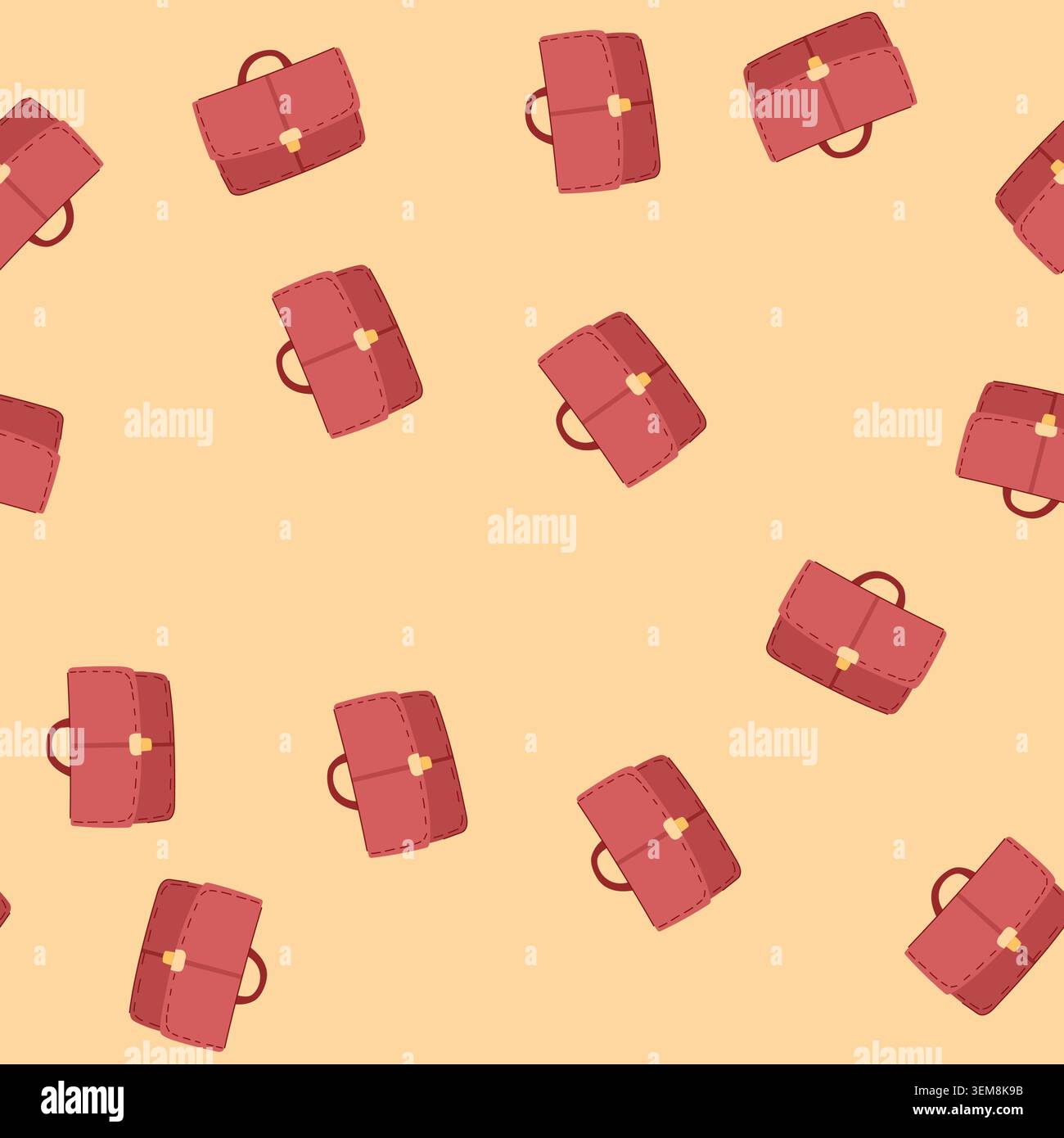 seamless pattern suitcase briefcase leather cartoon vector Stock Vector