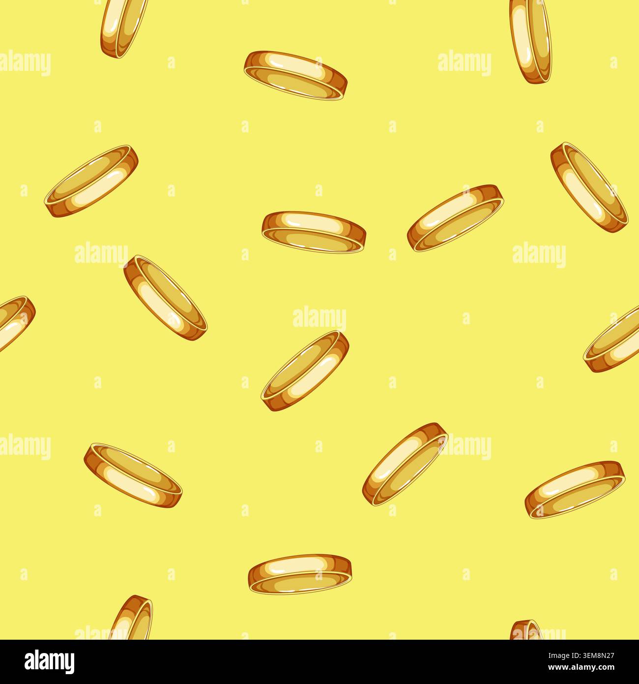 seamless pattern shape golden ring cartoon vector Stock Vector