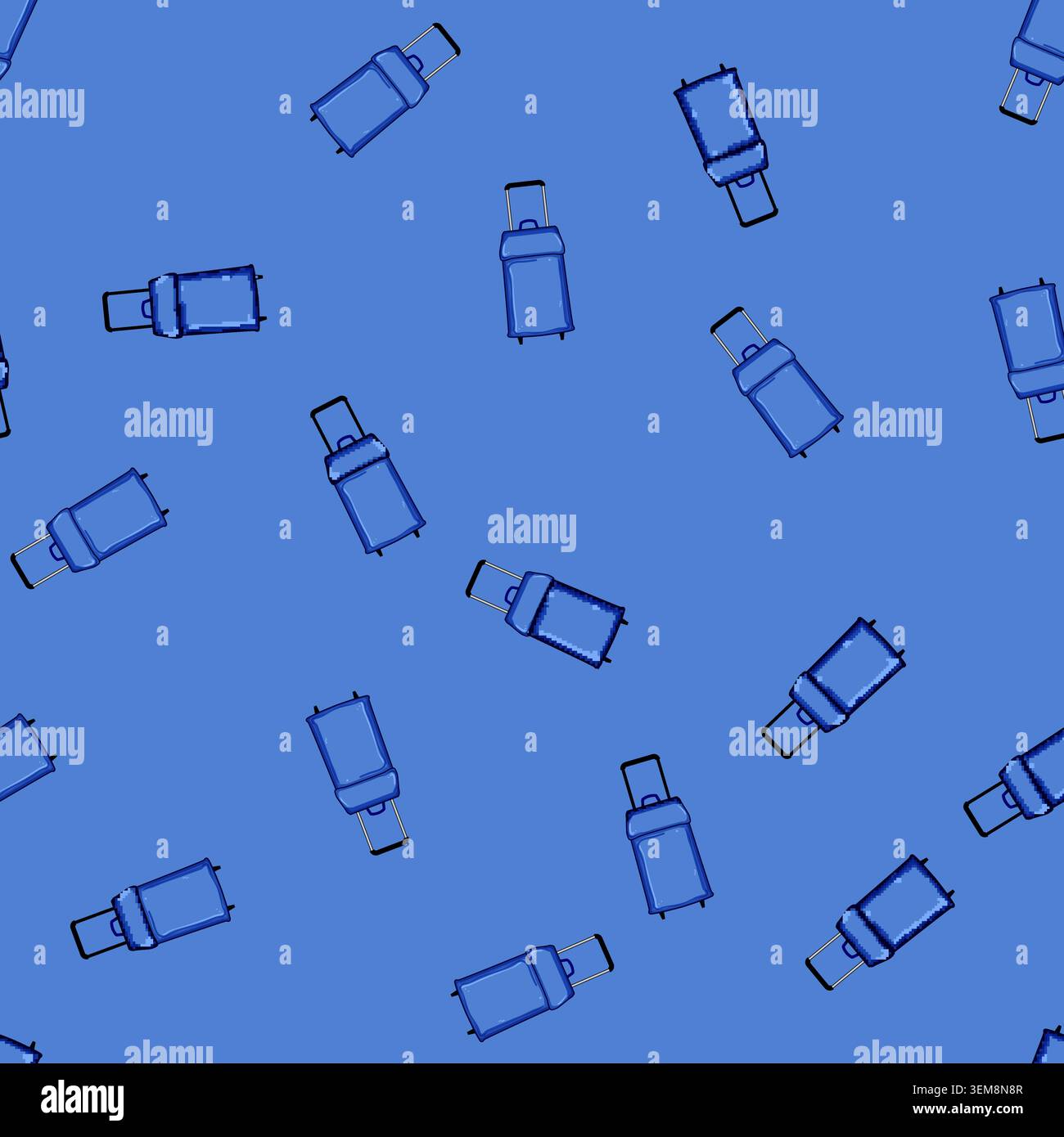 seamless pattern expandable trolley bag cartoon vector Stock Vector