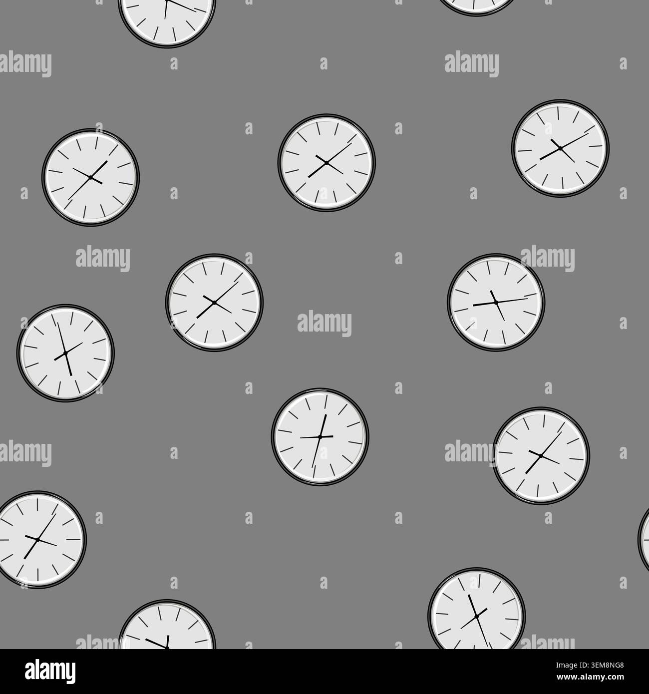 seamless pattern time wall clock cartoon vector Stock Vector