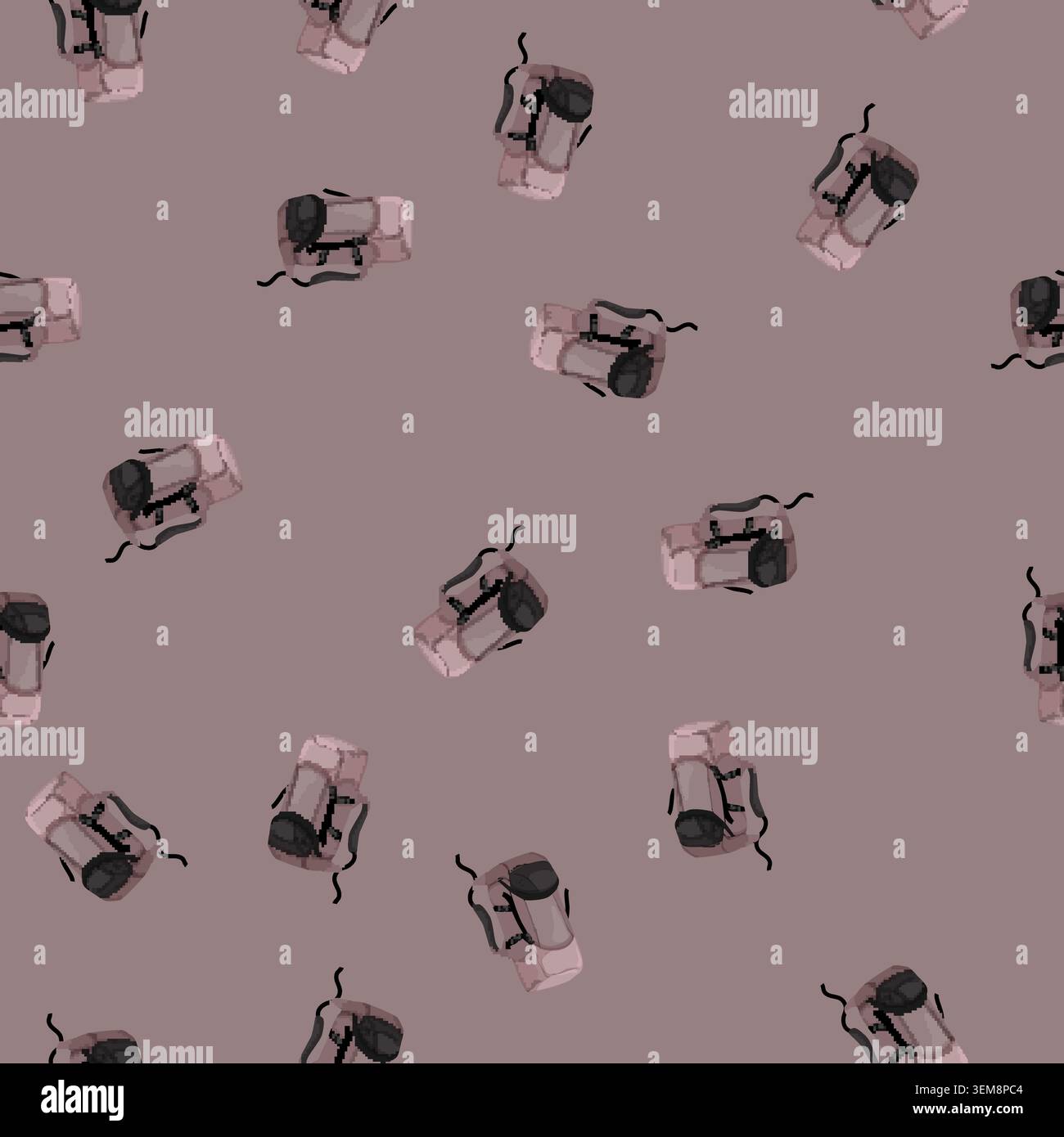 seamless pattern mountain backpack camp cartoon vector Stock Vector