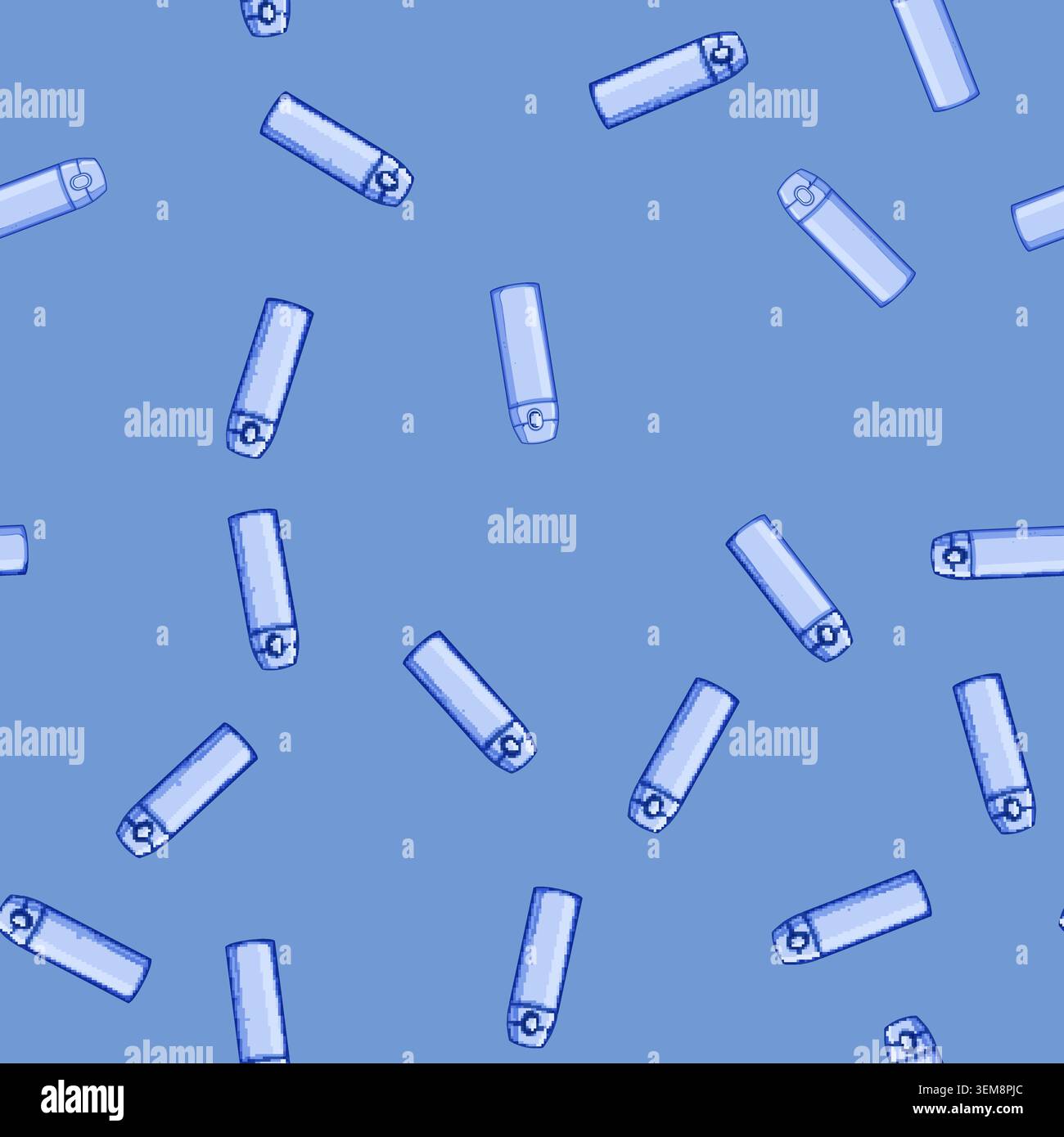 seamless pattern water thermos bottle cartoon vector Stock Vector