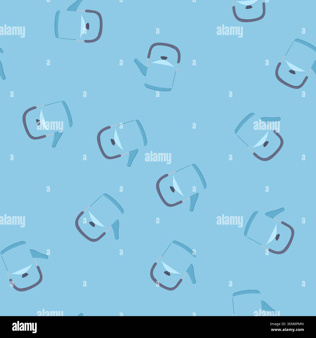 seamless pattern stainless kettle cartoon vector Stock Vector