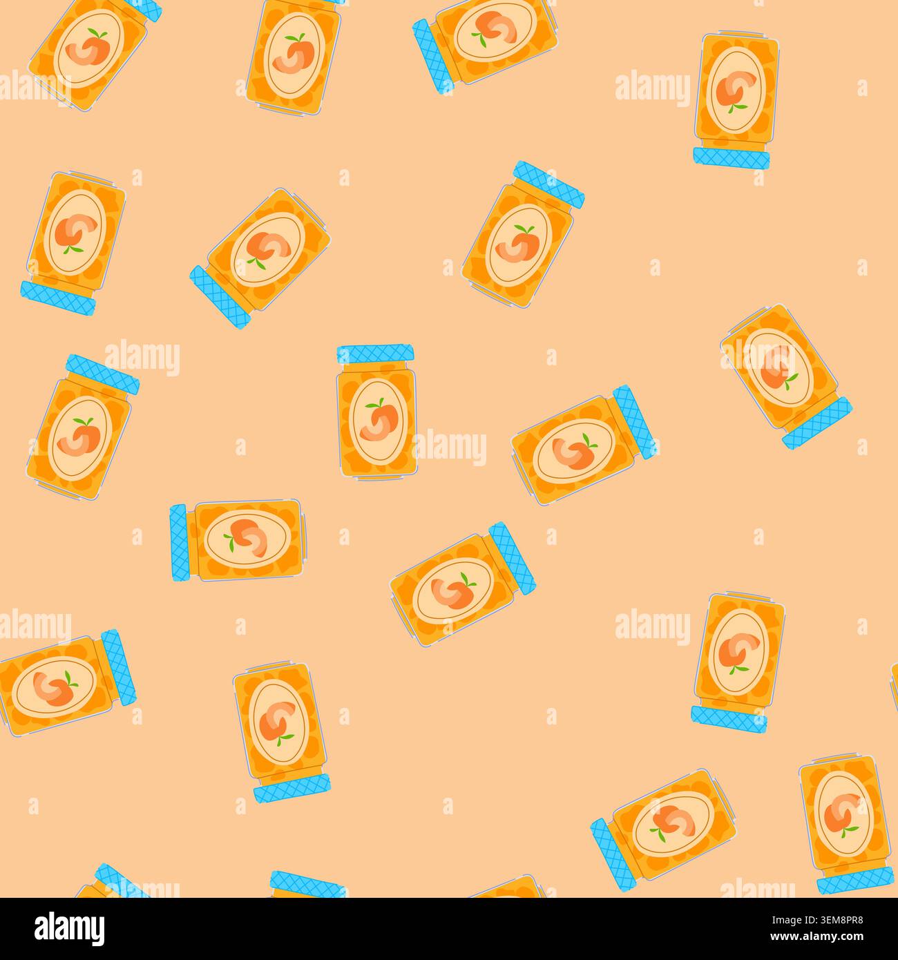 seamless pattern fruit jam jar cartoon vector Stock Vector