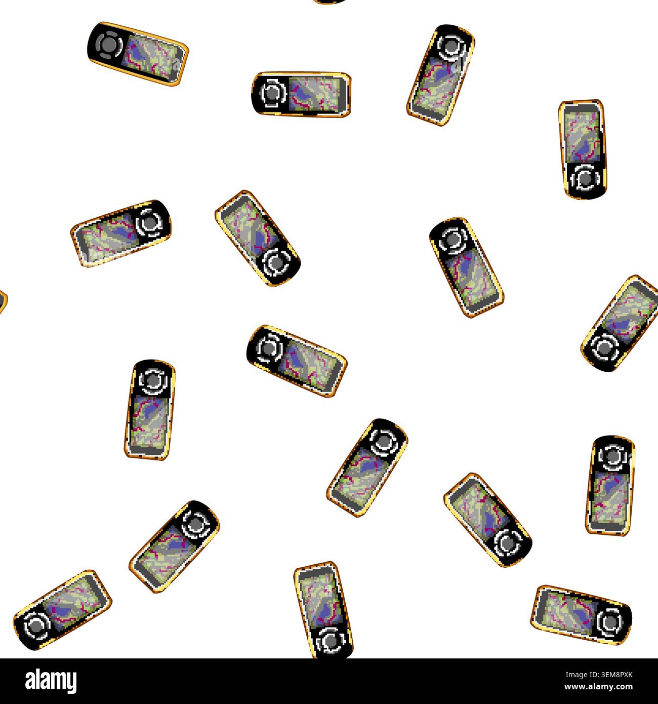 pattern travel gandheld gps cartoon vector Stock Vector