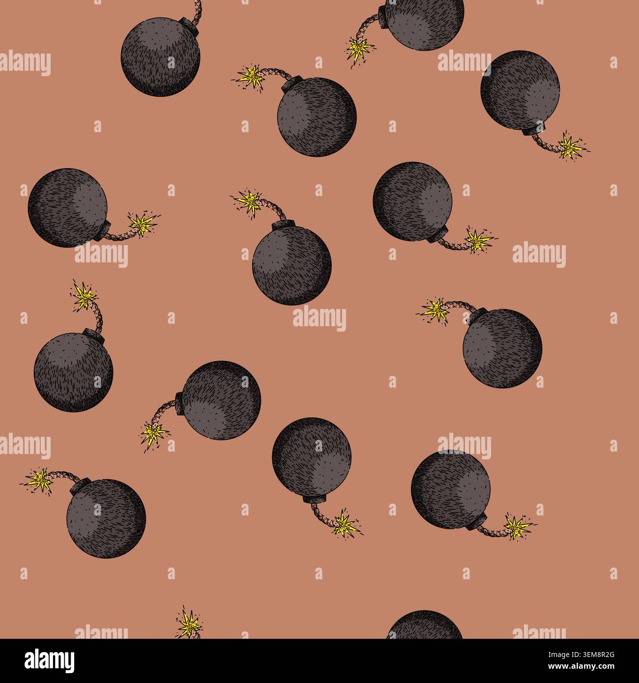 pattern explode bomb sketch hand drawn Stock Vector