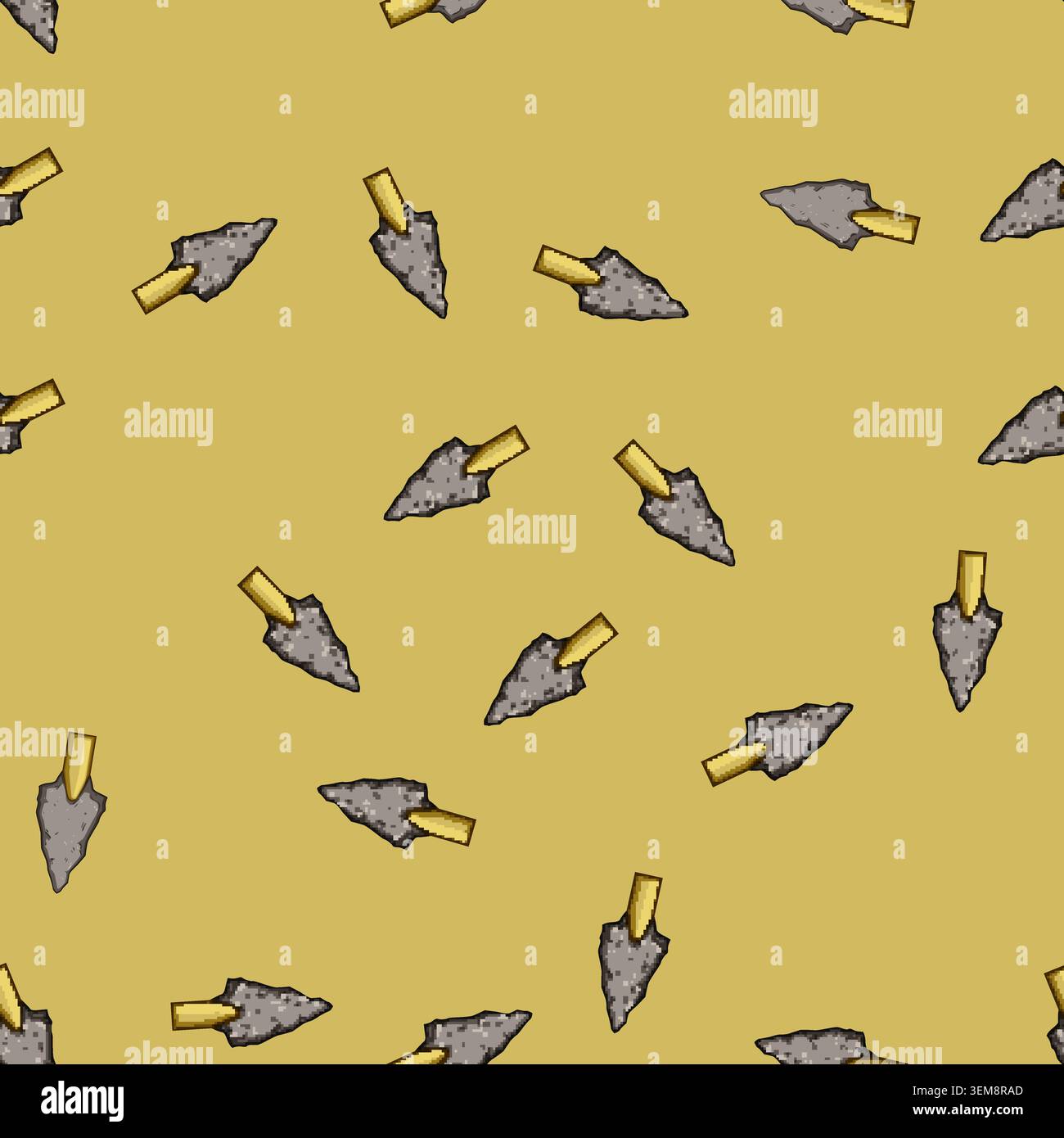 seamless pattern flint arrowhead cartoon vector Stock Vector