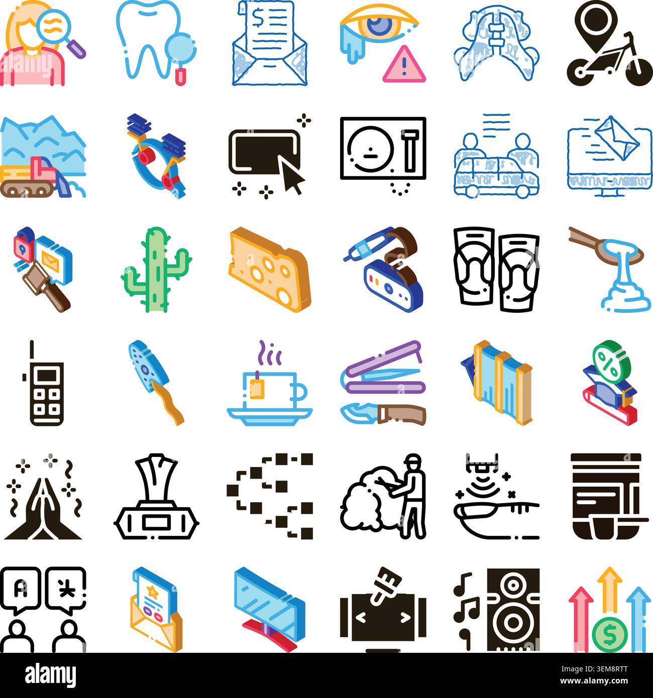 Diverse vector isometric icons set depicting various concepts Stock Vector