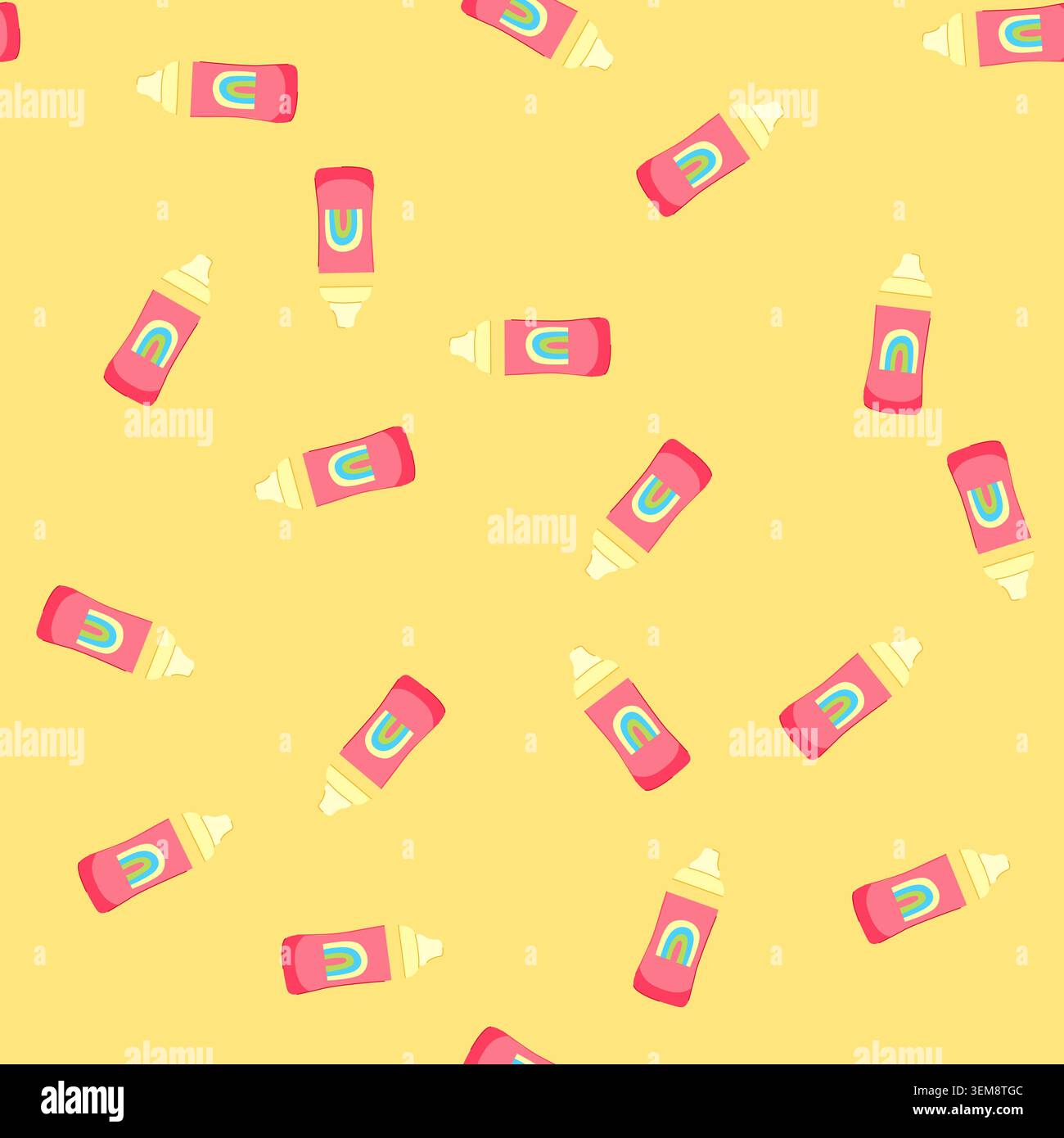 seamless pattern kid sippy cup cartoon vector Stock Vector