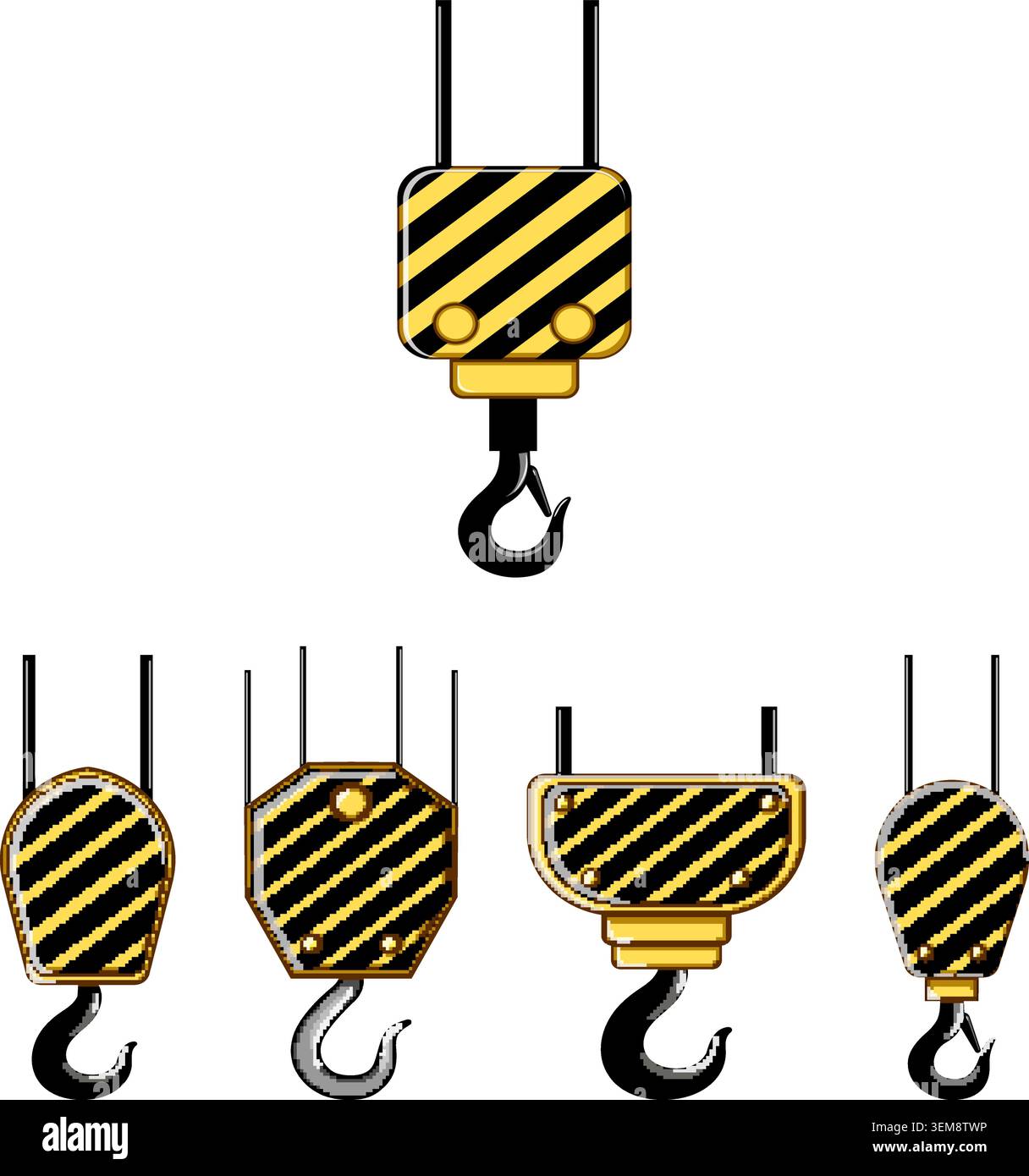 Lifting hooks set for construction and industry Stock Vector