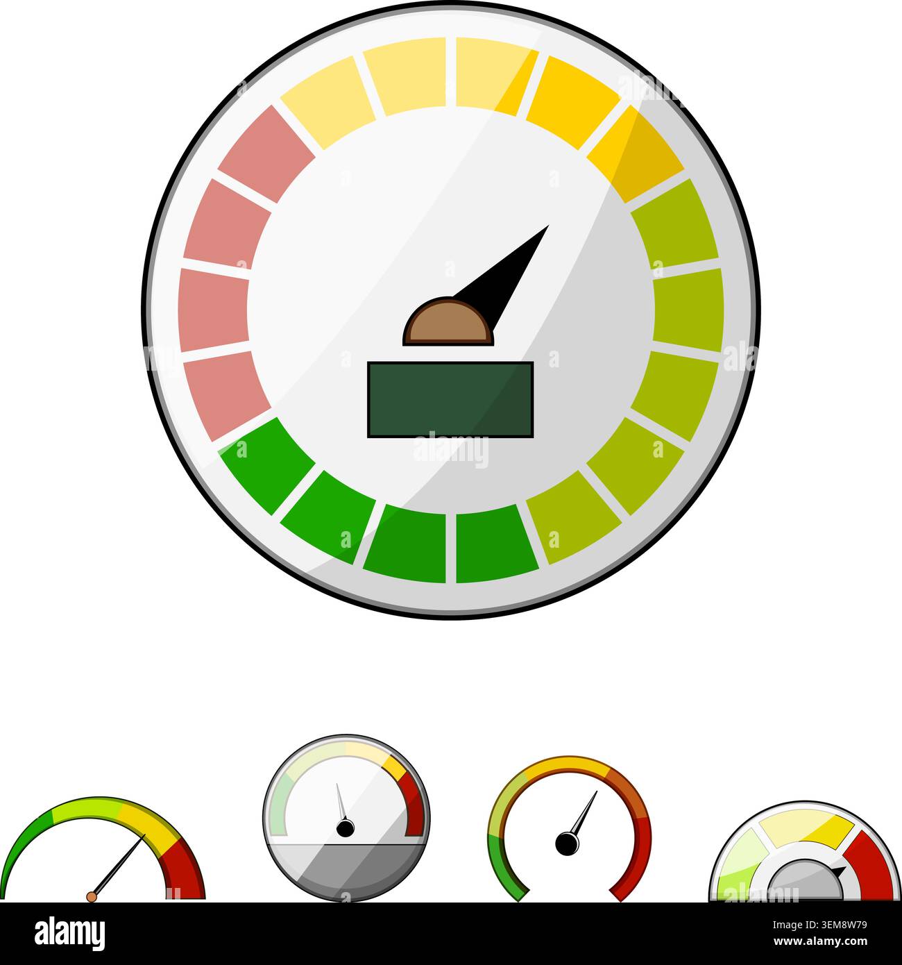 Speedometer displaying data with various risk indicators Stock Vector