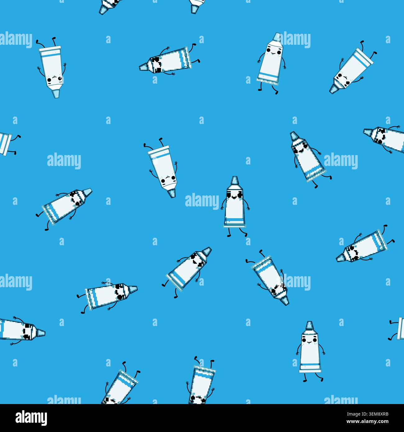 seamless pattern toothbrush toothpaste character cartoon vector Stock Vector