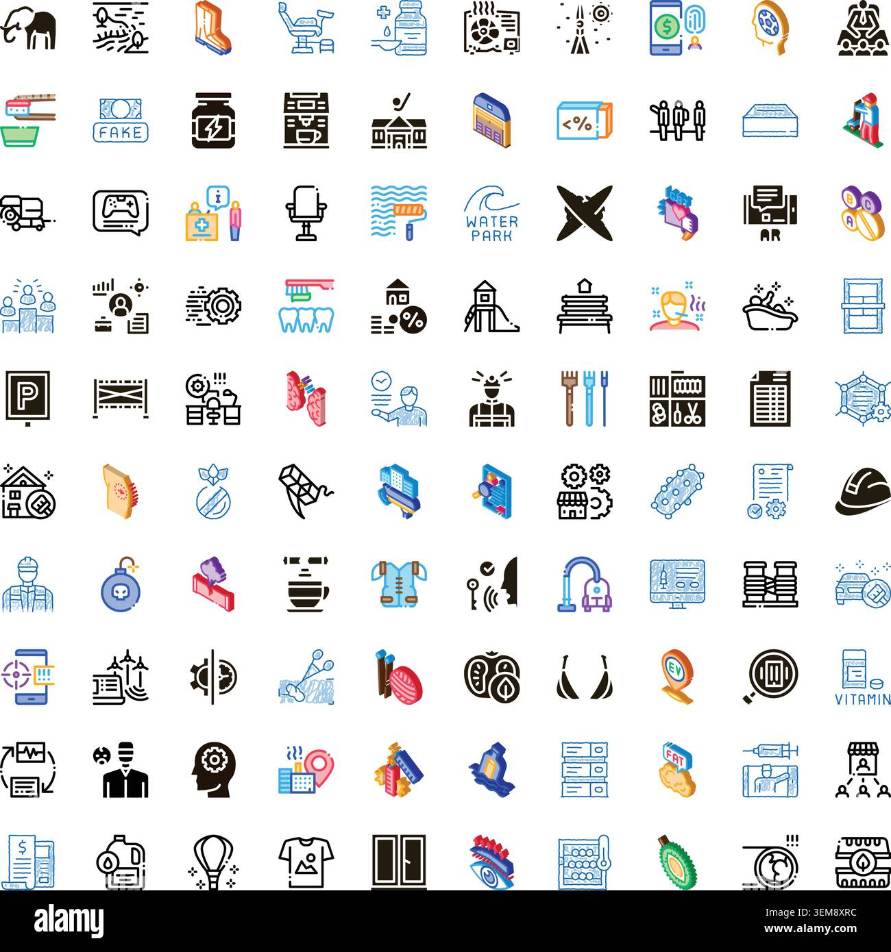 Collection of various modern web or app icons Stock Vector