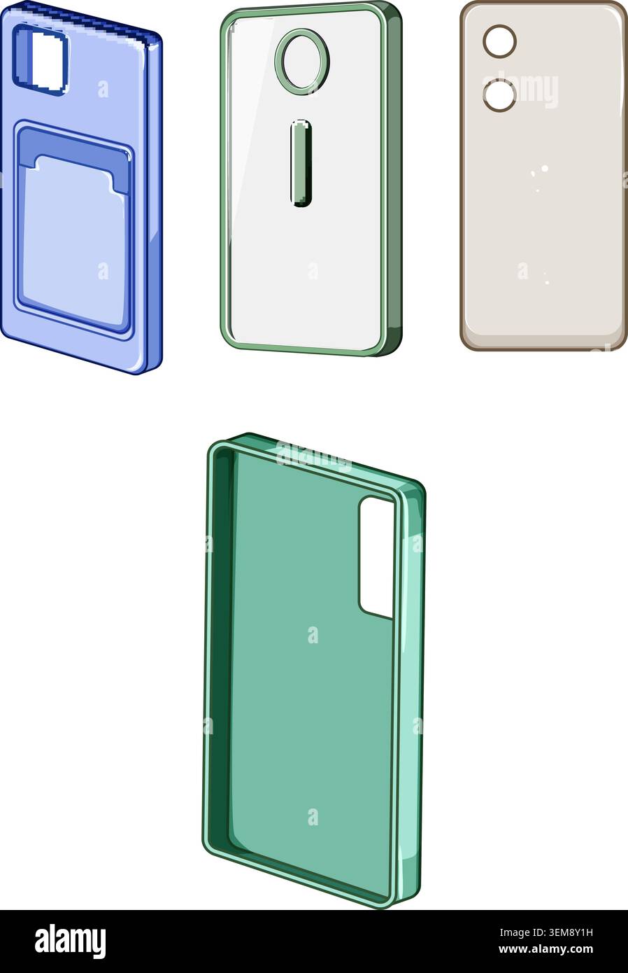 Different mobile phone back covers flat vector Stock Vector
