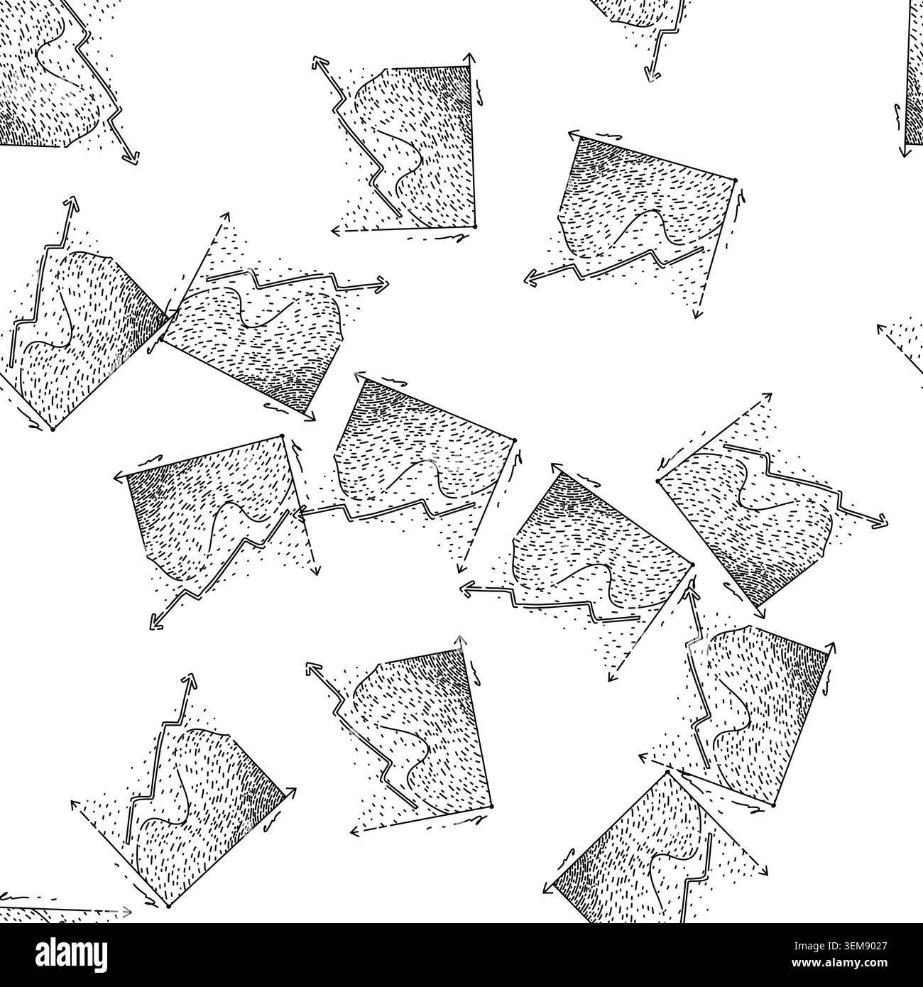 seamless pattern network graph sketch hand drawn Stock Vector