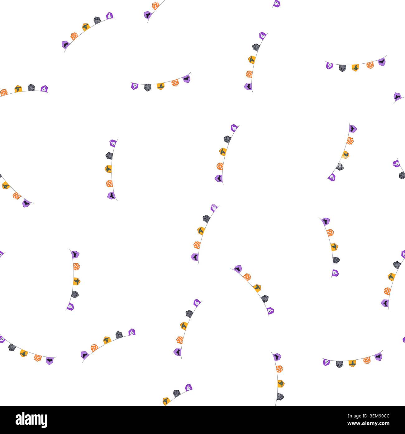 pattern ghostly halloween garland cartoon vector Stock Vector