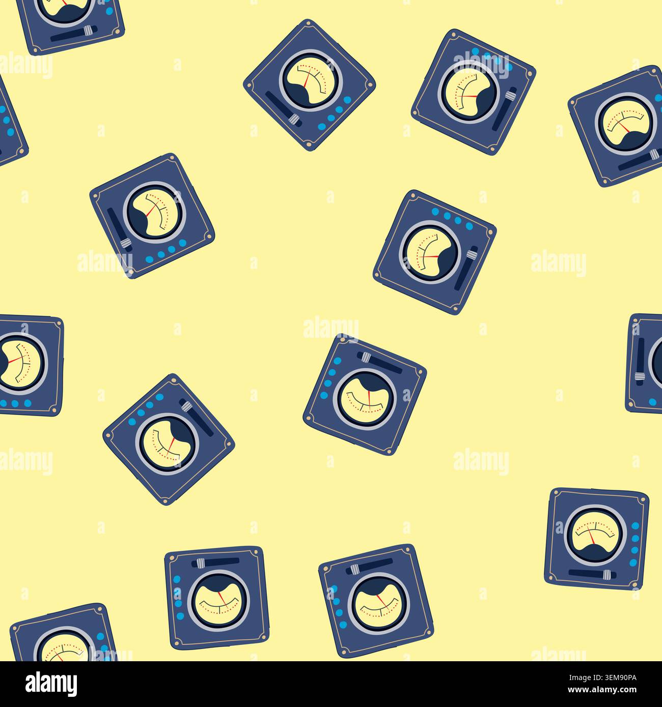 seamless pattern dials retro control panel cartoon vector Stock Vector