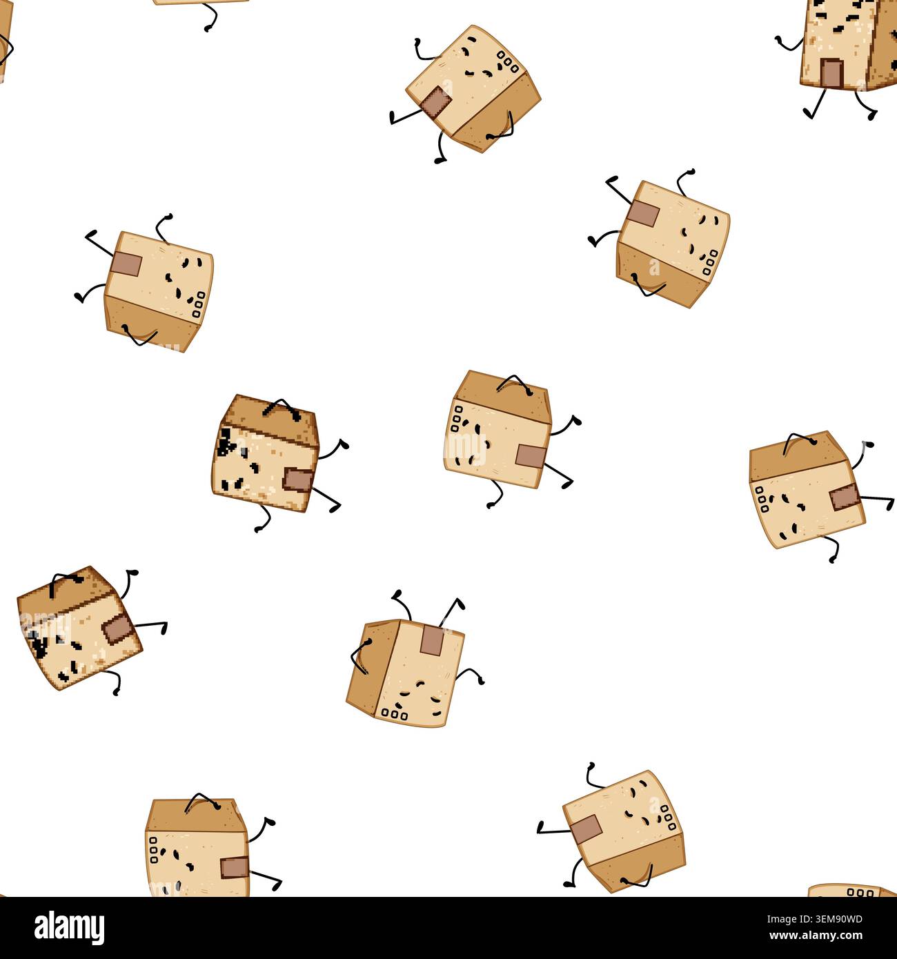 pattern carton cardboard box character cartoon vector Stock Vector