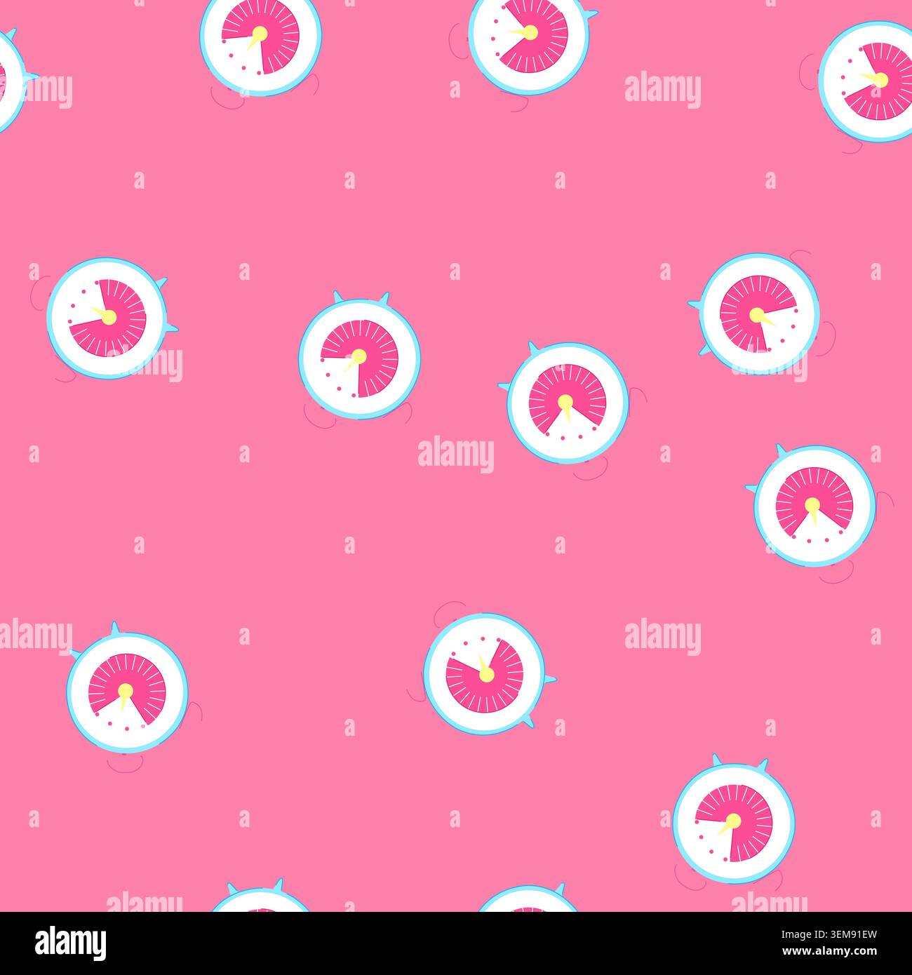 seamless pattern countdown kitchen timer cartoon vector Stock Vector