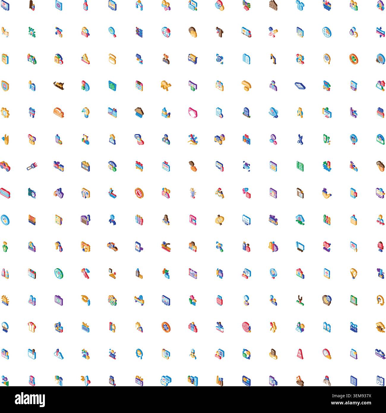 Large collection of isometric user interface icons set Stock Vector