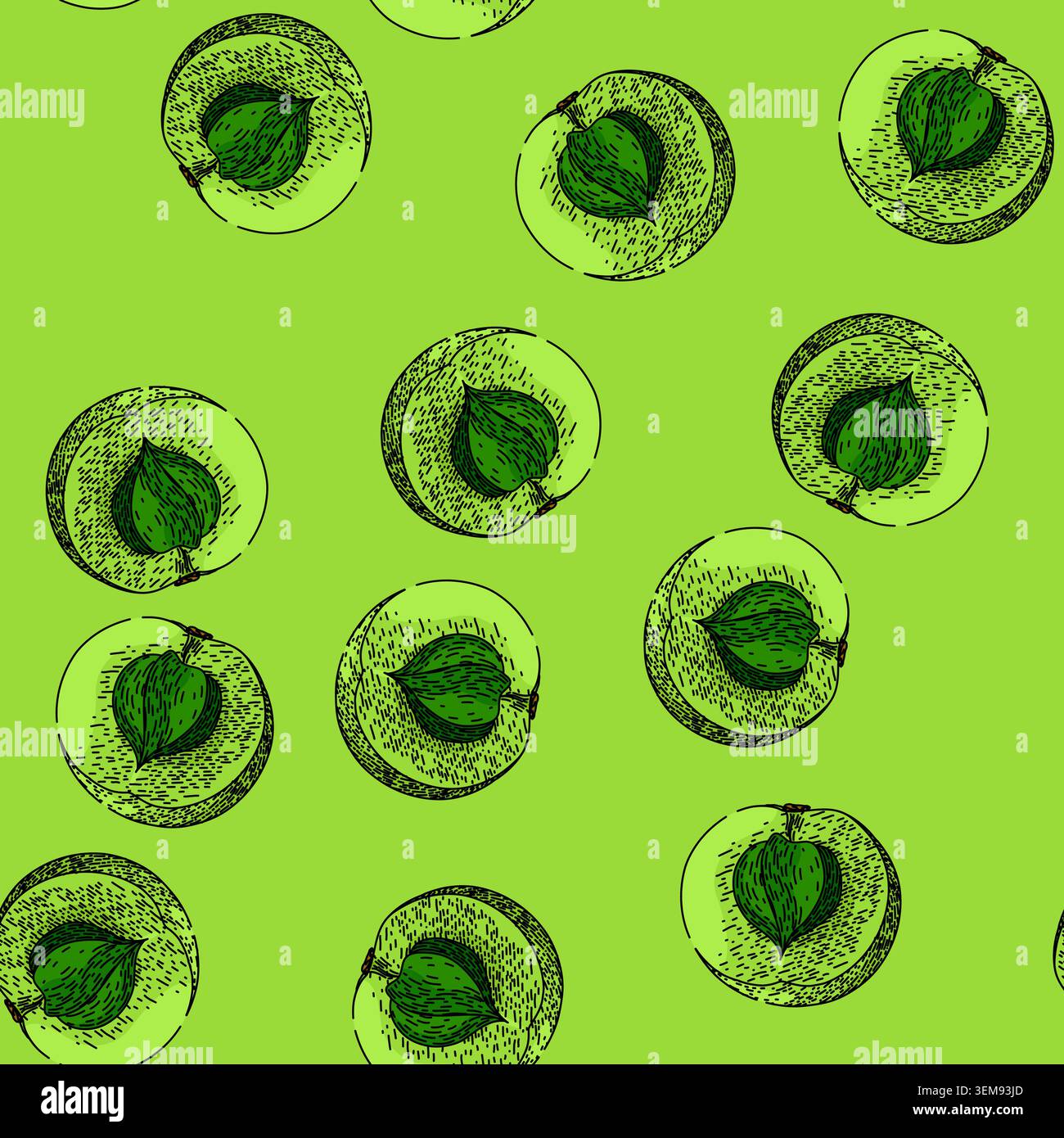 pattern green amla sketch hand drawn Stock Vector