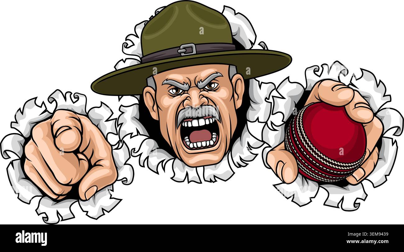 Drill Instructor Sergeant Bootcamp Cricket Mascot Stock Vector