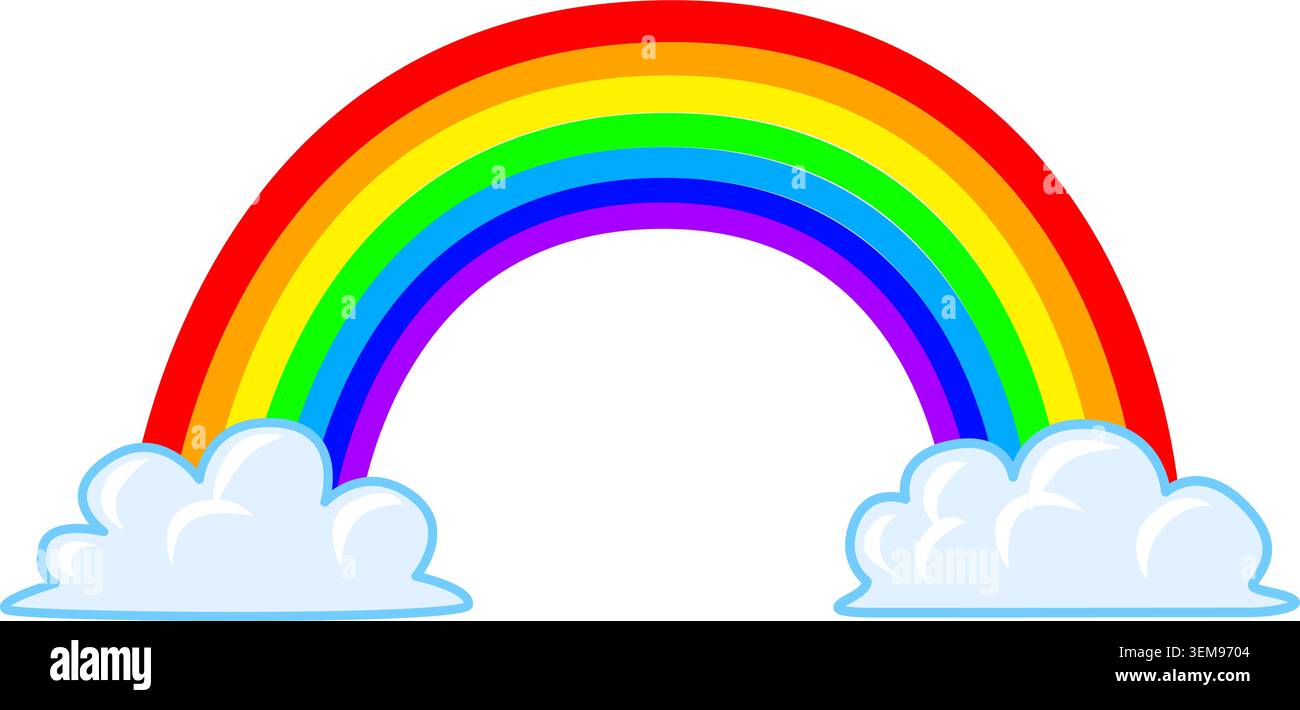 Rainbow with Clouds on either side Stock Vector