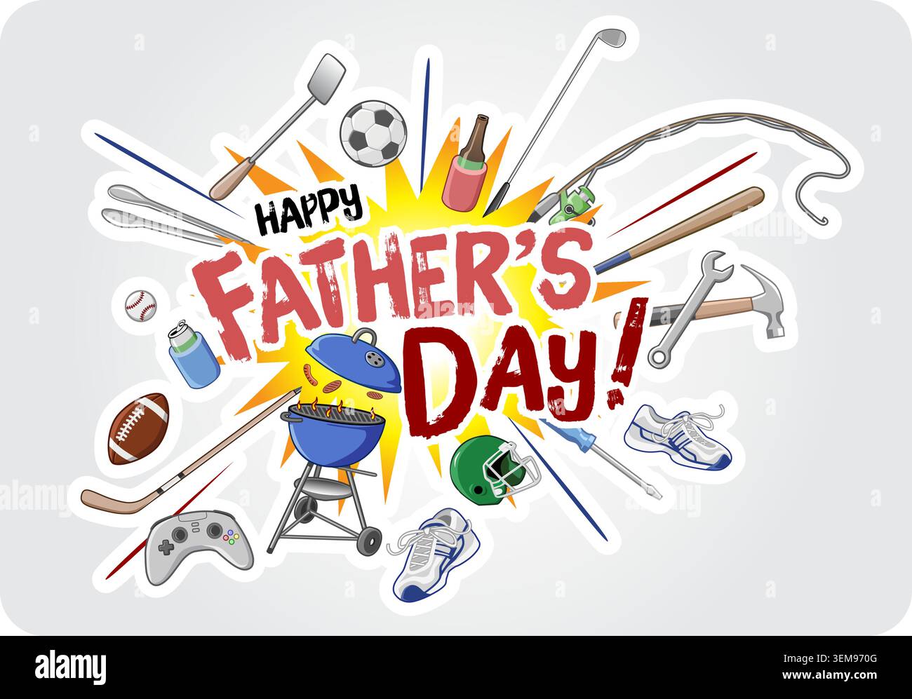 Father's Day - Fun Exploding Collage - Framed Stock Vector