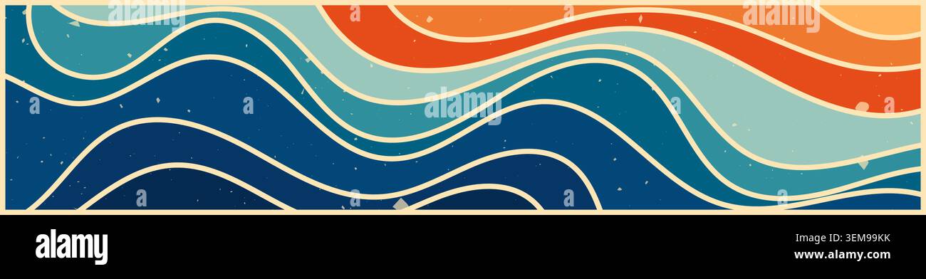 A groovy zebra horizontal pattern with color wavy lines. Stock Vector