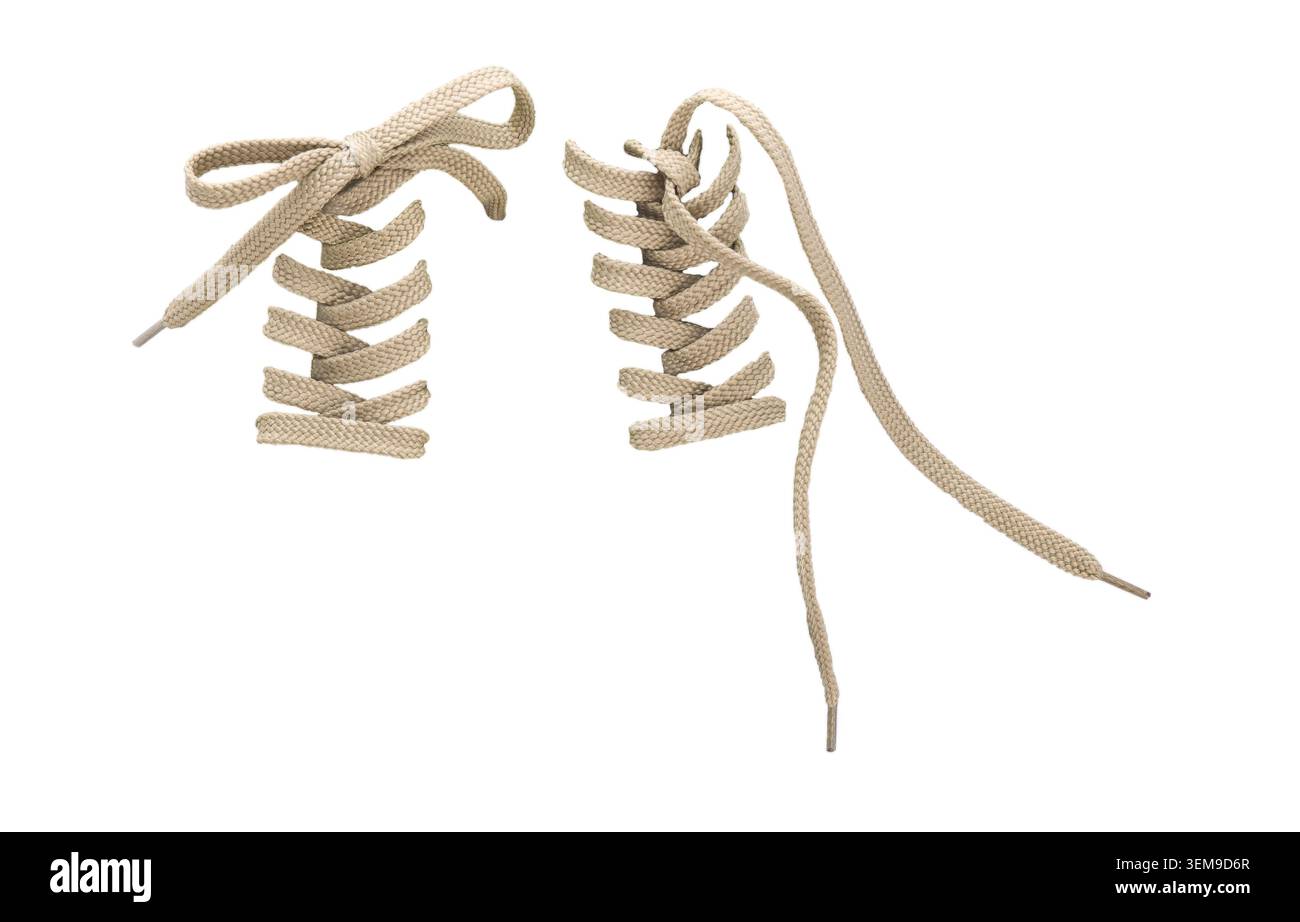 Pair of shoe laces on white background Stock Photo