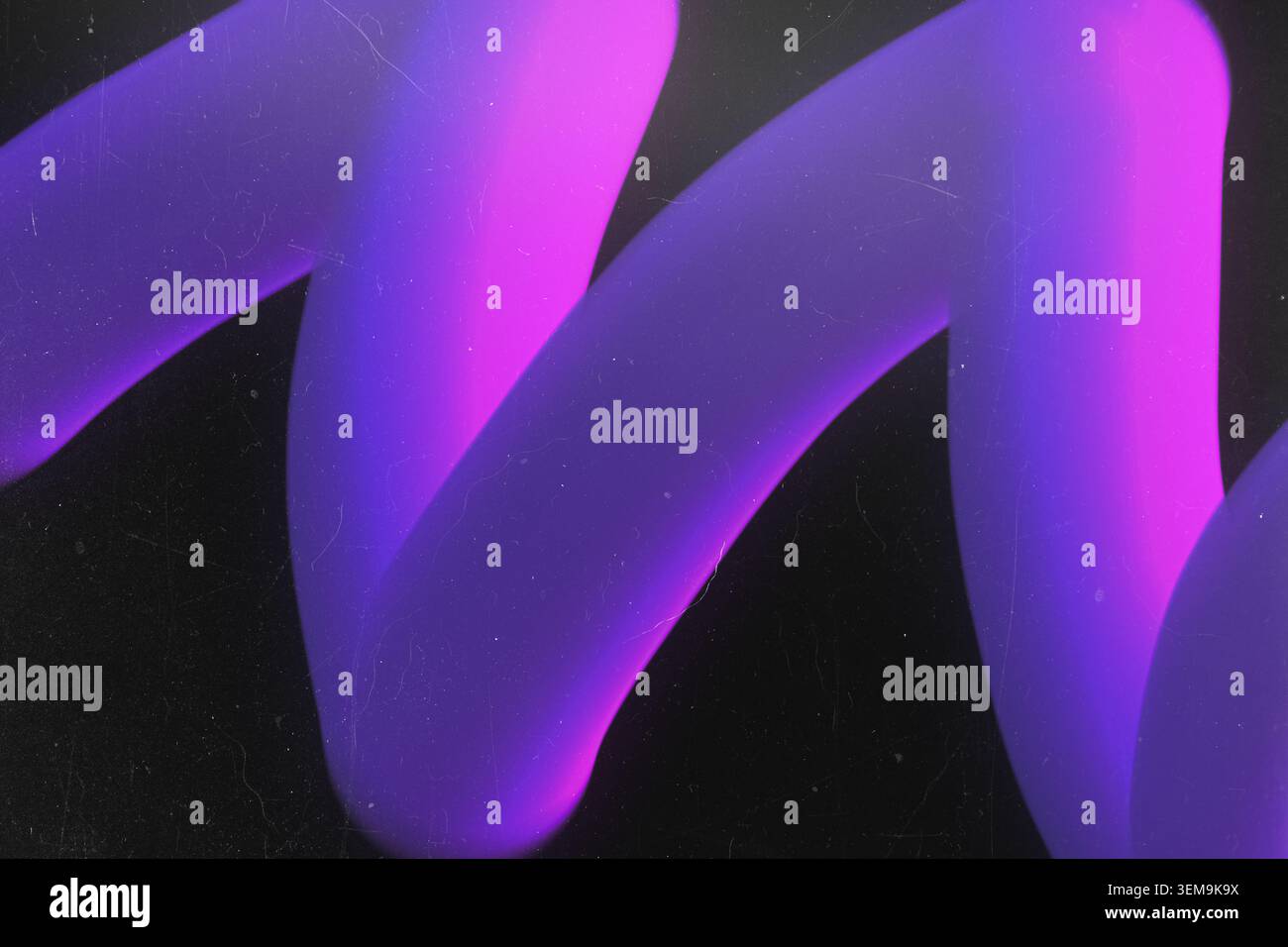 Abstract 3D smooth fluid shape with neon purple gradient texture Stock Photo