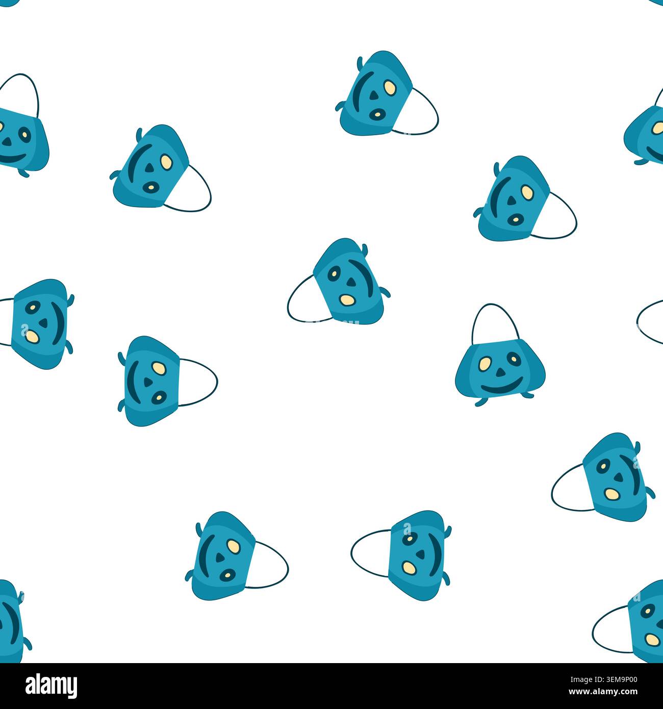 pattern spooky halloween bucket cartoon vector Stock Vector