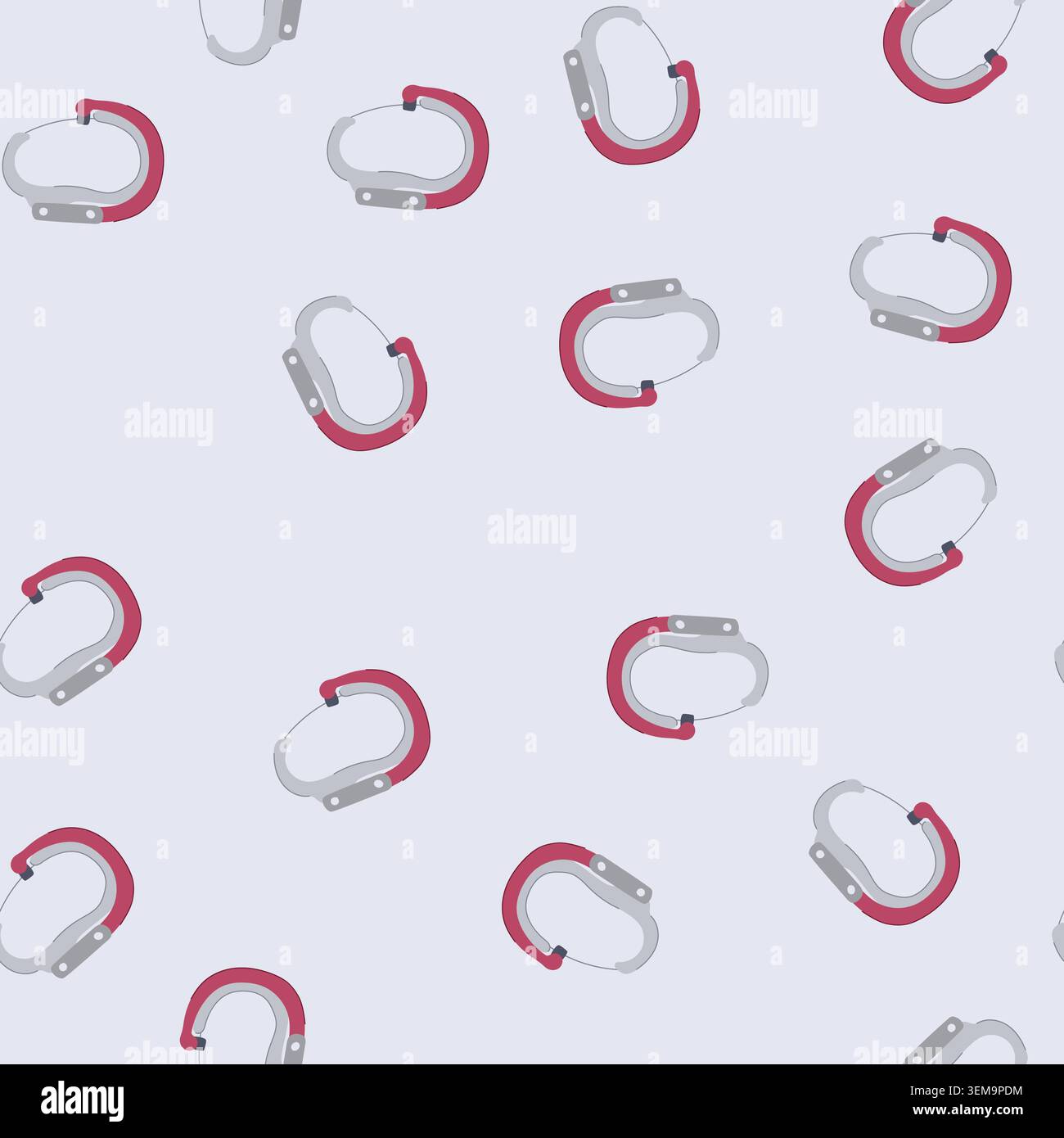 seamless pattern hook carabiner clip cartoon vector Stock Vector