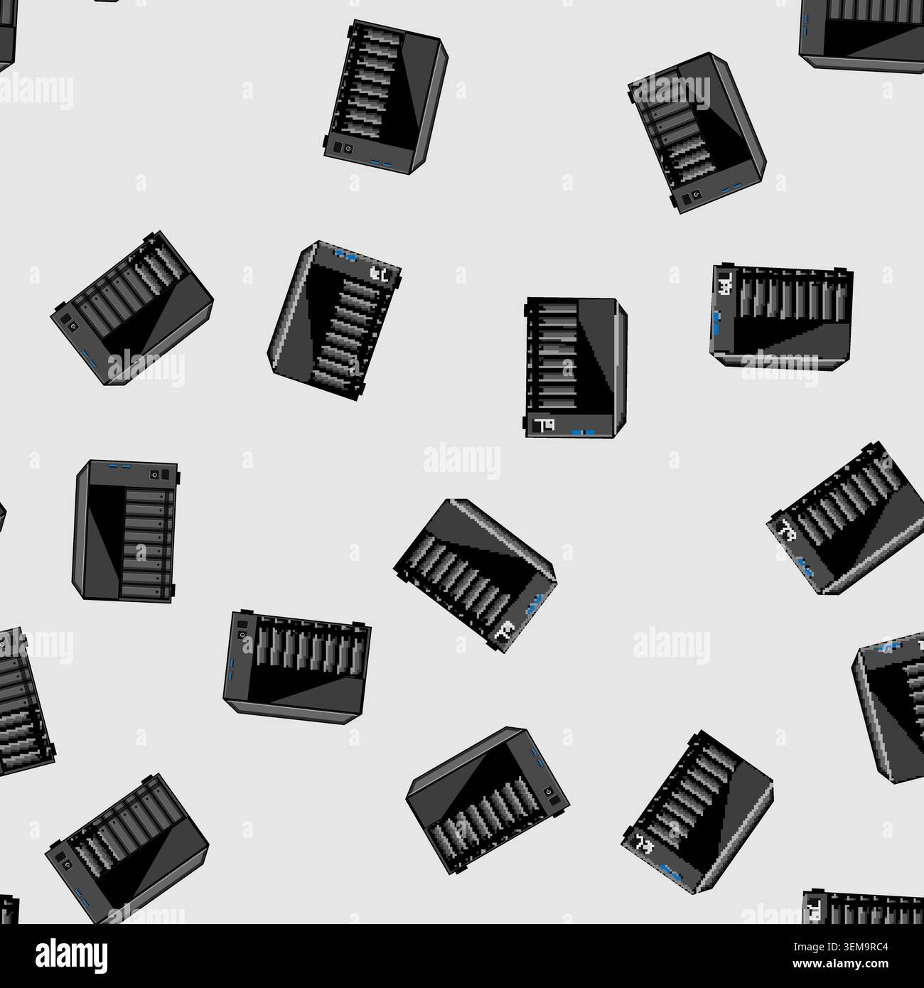 seamless pattern Nas server managing network data storage system Stock Vector