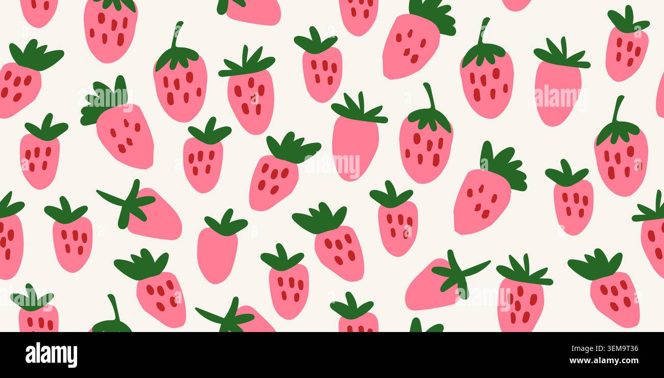 vector seamless pattern with strawberries. doodle pattern for childrens textile. Vector illustration Stock Vector