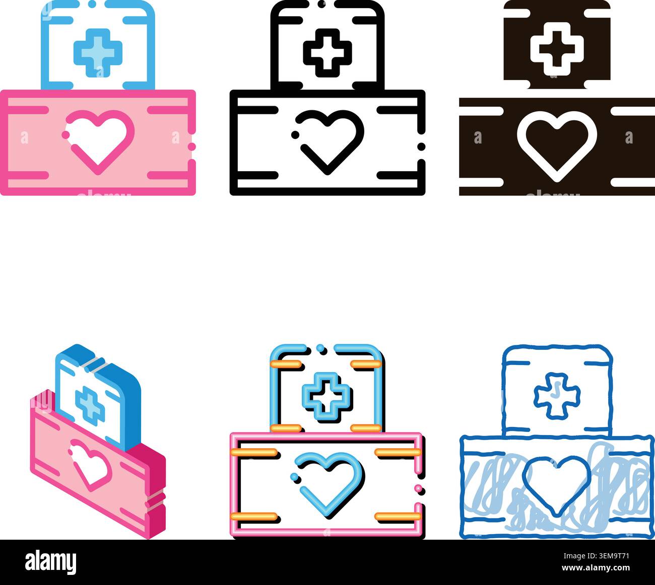 volunteers support medikit clean vector thin line icon Stock Vector