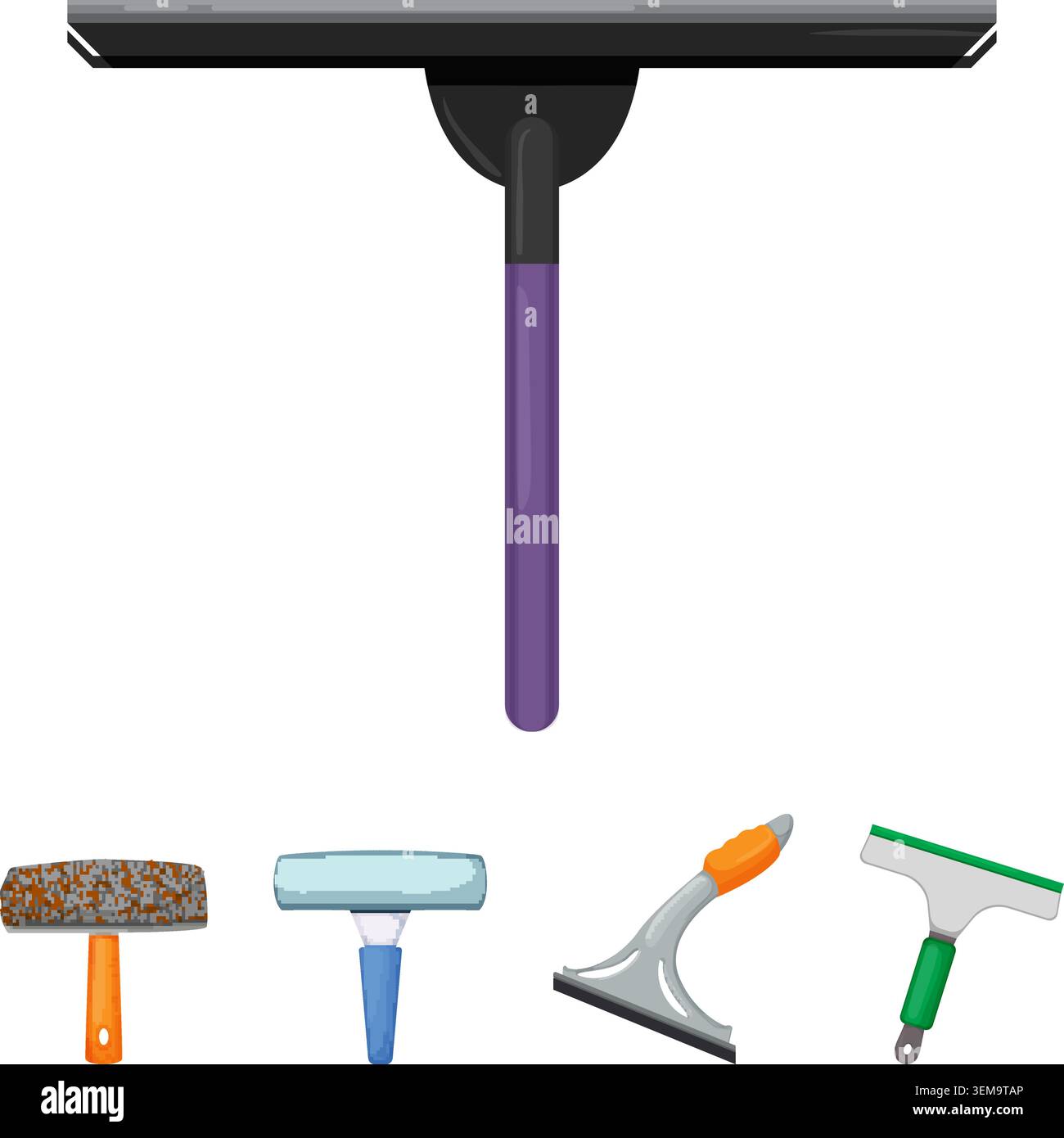 Cleaning tools set for glass surfaces and windows Stock Vector