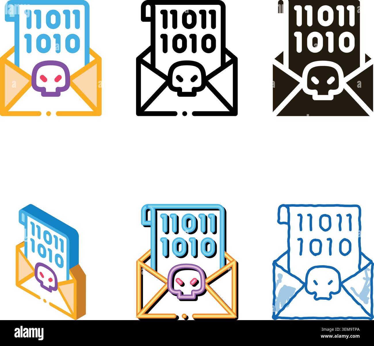 styleset binary code icon vector outline Stock Vector