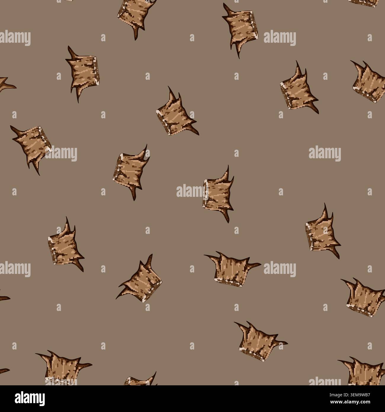 seamless pattern cut stump cartoon vector Stock Vector