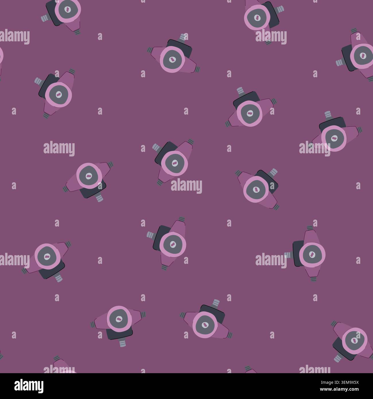 seamless pattern plumbing water circulation pump cartoon vector Stock Vector
