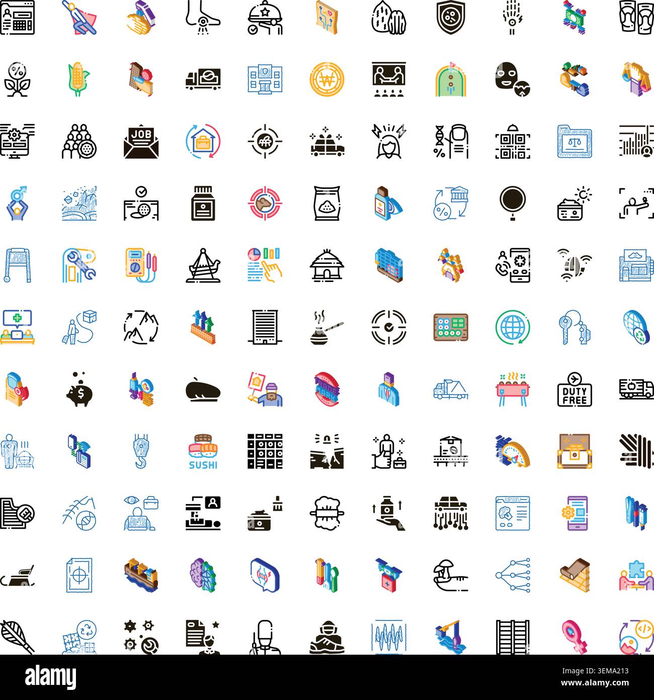 Collection of business, industry, and technology icons Stock Vector